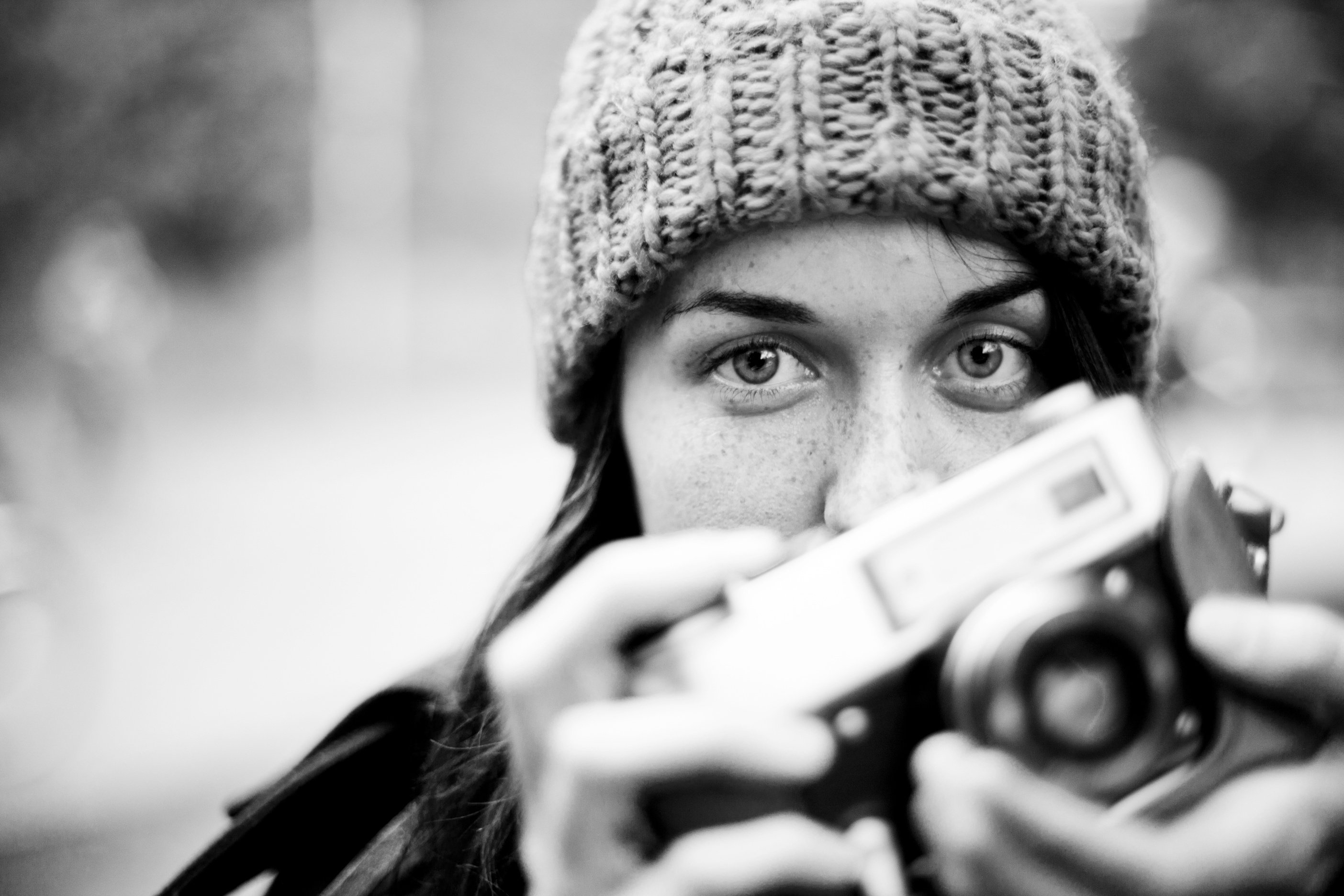 Female Photographer with Vintage Camera